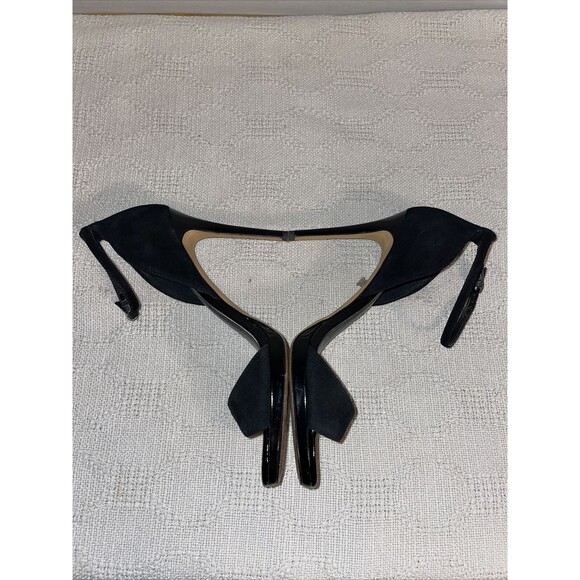 White House Black Market Dress Pumps Women's Size 8 B Black Leather Ankle Strap - Picture 4 of 12